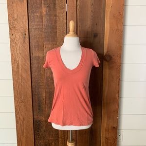 James Perse Dusty Coral V-Neck T-Shirt Size 0
